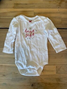 Carter’s Baby Girl Christmas Bodysuit 18M Best Gift Ever White